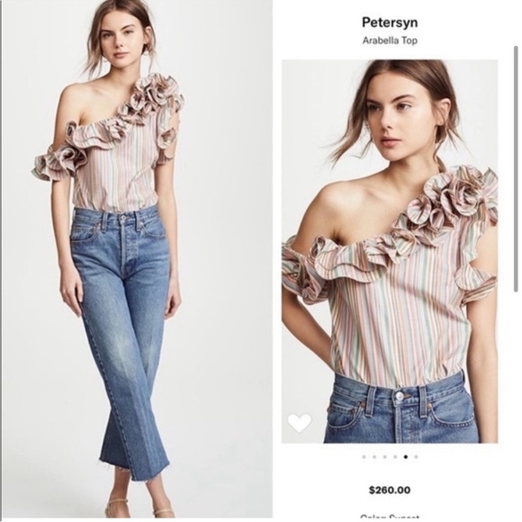 Petersyn Arabella Sunset Cold Shoulder Striped Cotton Avant Garde-esque Blouse M - Picture 4 of 14